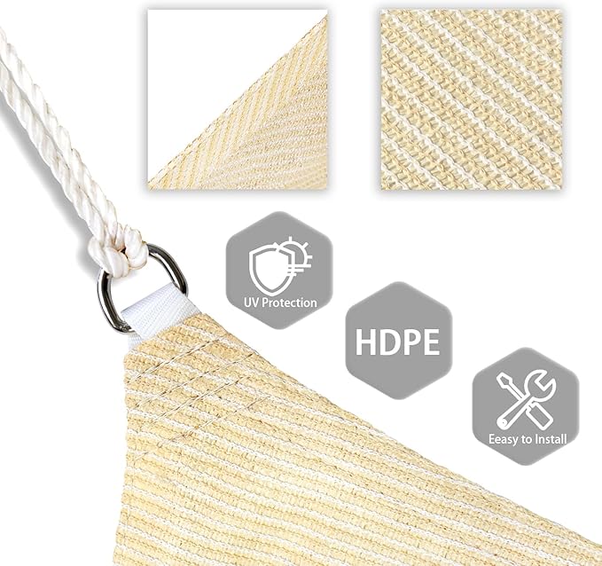Patio Paradise 12' x 12' x 11'11" Sun Shade Sail Triangle Canopy, Permeable - Image 3
