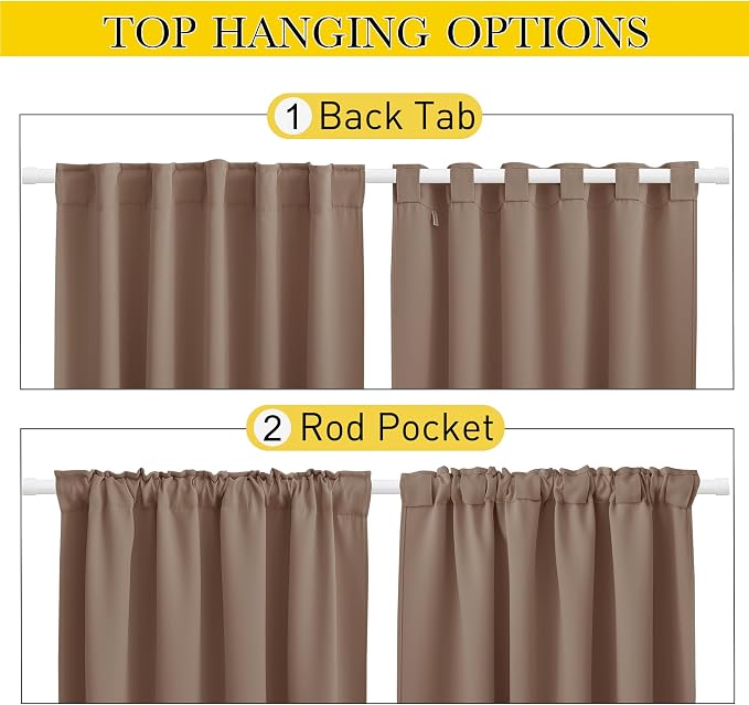 NICETOWN 2 Panels Outdoor Curtains Waterproof Pocket & Back Tab on Top & Bottom - Image 3