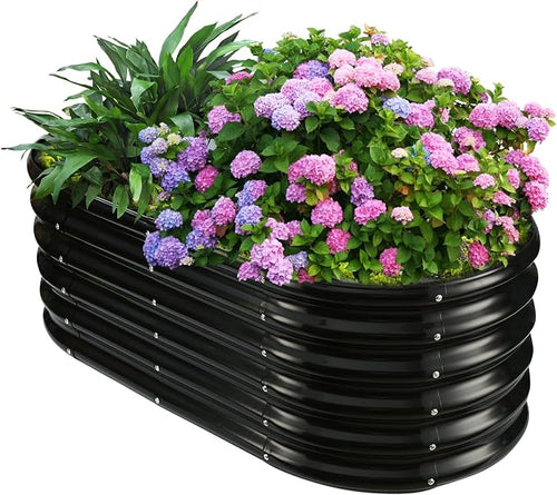 17" Tall Outdoor Garden Raised Garden Bed Kits, 4ft X 2ft Oval, 0.8MM Thick by YSEJOMP