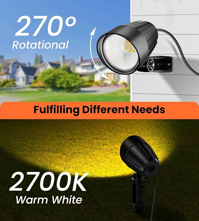 MEIKEE 7W 800LM Low Voltage Landscape Lighting, 12V 24V 2700K Warm White LED - Image 3