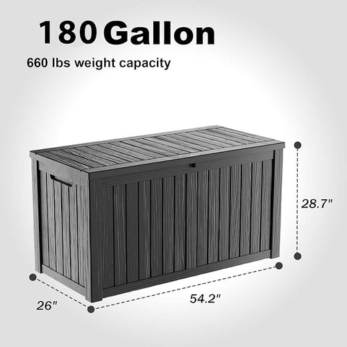 180 Gallon Outdoor Storage Box, Large Resin Deck Box - Image 2
