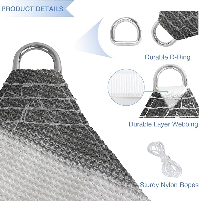 E&K Sunrise 3' x 3' x 3' Sun Shade Sail Triangle Canopy Shade Cover UV Block - Image 4