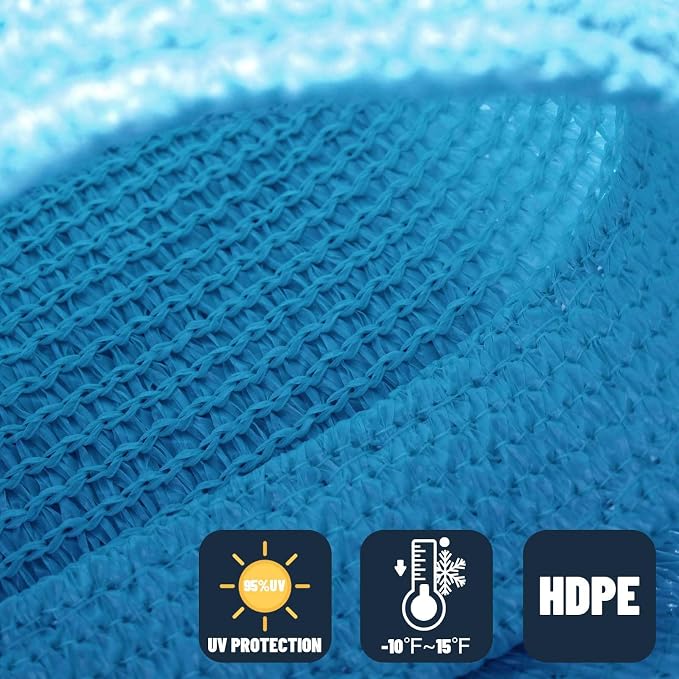 SUNNY GUARD Custom Size 18'x24' Rectangle Turquoise Blue UV Block Sunshade - Image 4