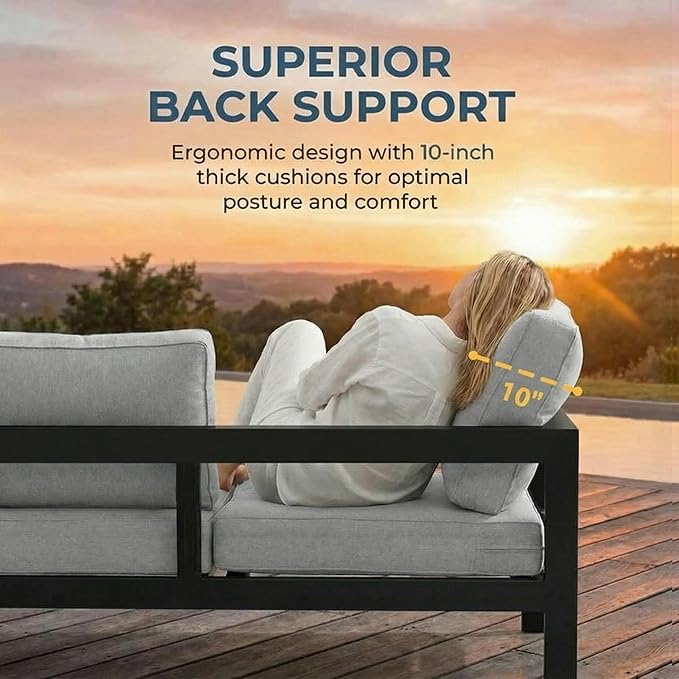 Wisteria Lane Aluminum Outdoor Patio Furniture Set, Modern Patio Conversation - Image 5