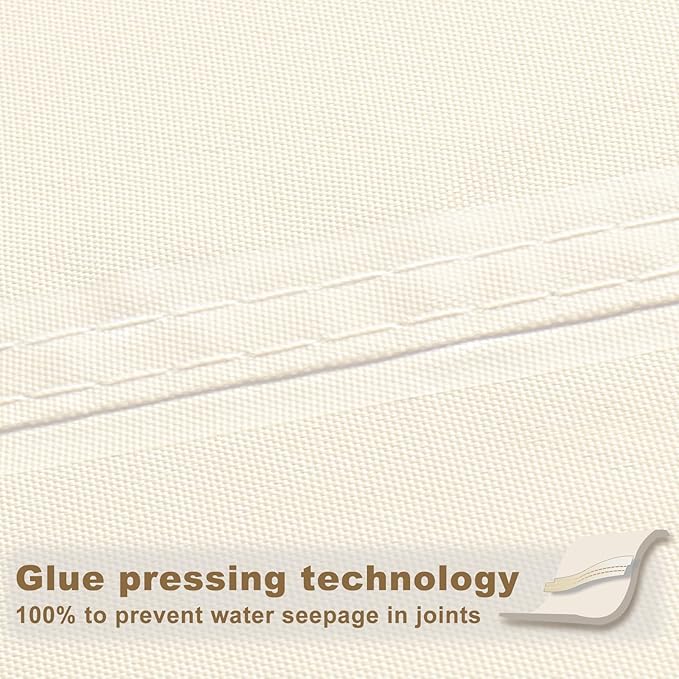SUNNY GUARD Waterproof Sun Shade Sail 9'x12'x15' Cream Right Triangle UV Block - Image 4