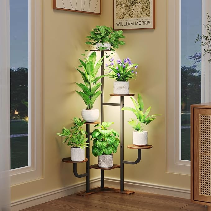 Corner Plant Stand with Grow Light by Homsorout