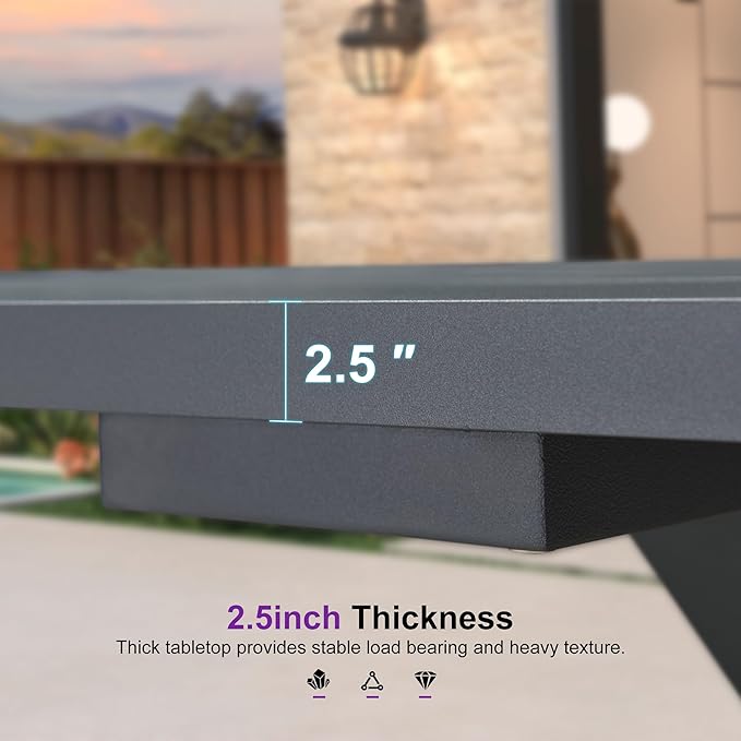 PURPLE LEAF Patio Dining Set for 6 All-Weather Wicker 7 Piece Aluminium Outdoor - Image 5