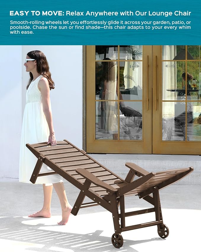 Ciokea Outdoor Lounge Chair Set of 4, All Weather Patio Chaise Lounge Chair - Image 6