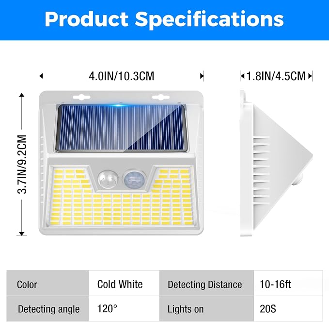Peasur Solar Lights Outdoor Waterproof, Solar Powered Fence Wall Light - Image 7