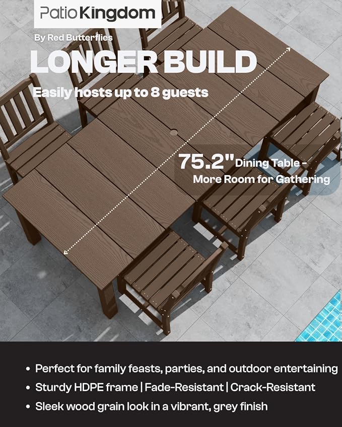 5-Piece Brown Outdoor Dining Set - Image 6