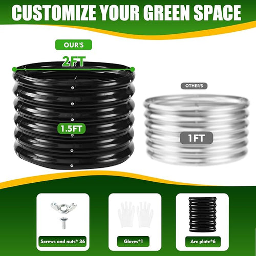 17" Tall Elevated Round Metal Rised Garden Bed- 2'x2' in Size and 0.8MM Thick - Image 2