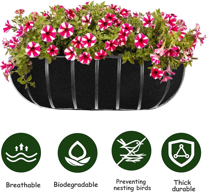 3PCS 24 Inch Planter Basket Liners Fabric Window Box Liners Felt Trough Planter - Image 3