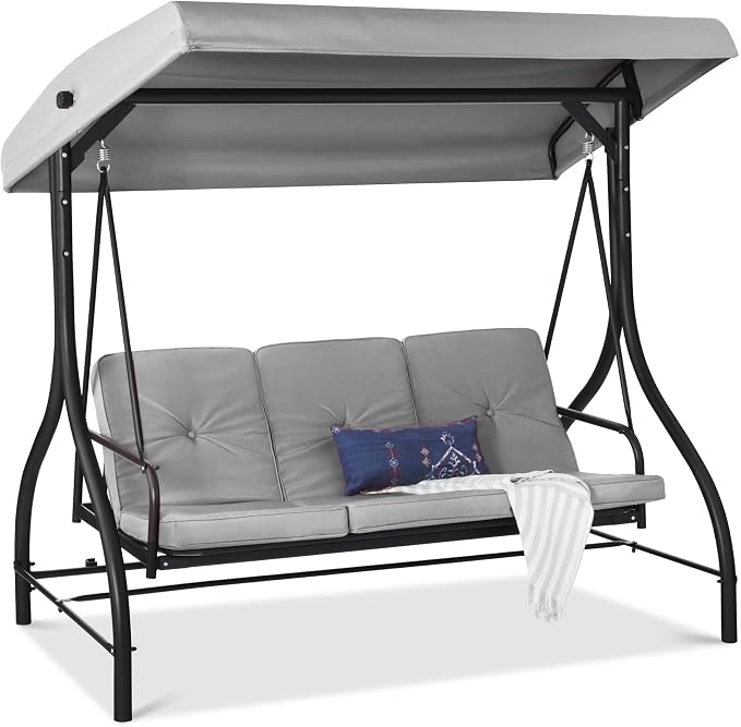 Best Choice Products 3-Seat Outdoor Large Converting Canopy Swing Glider by BestChoiceProducts