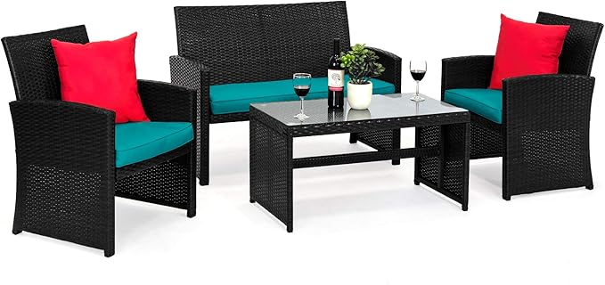 Best Choice Products 4-Piece Outdoor Wicker Patio Conversation Furniture Set by BestChoiceProducts