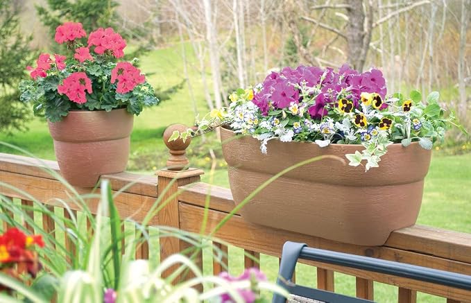 Bloomers Railing Planter with Drainage Holes – 24" Weatherproof Resin Planter – - Image 7