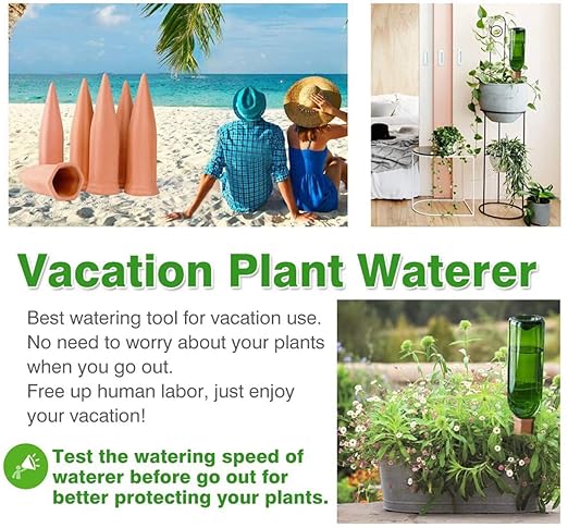 Plant Watering Devices 4 Pack Terracotta Vacation Plant Waterer Wine Bottle - Image 2