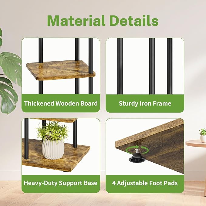 iDavosic.ly 3 Tier Plant Stand Indoor, Tiered Corner Metal Wood Multiple Flower - Image 3