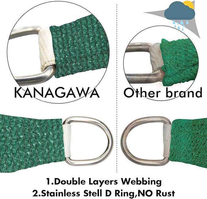 KANAGAWA 9'X14' Dark Green Custom Size Sun Shade Sail Rectangle UV Block Canopy - Image 5