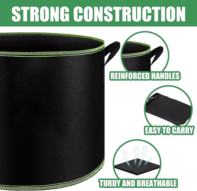 3-Pack 20 Gallon Grow Bags, Thickened Nonwoven Fabric Pots - Image 4