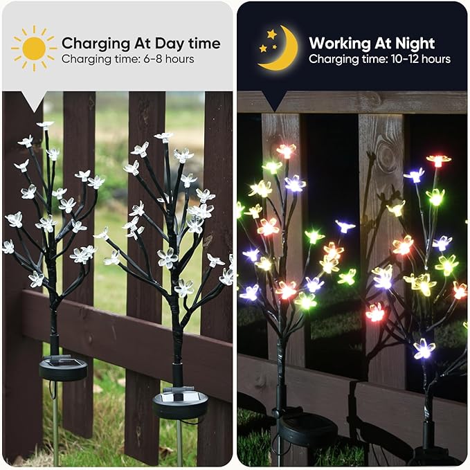 Solar Garden Lights Garden Decor, Solar Flowers Outdoor Decorative, Pathway - Image 4