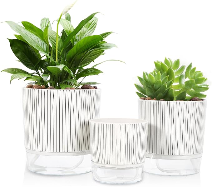 Self Watering Pots for Indoor Plants, 6 & 5 & 4 Inch Stylish Flower Pots by Etvski