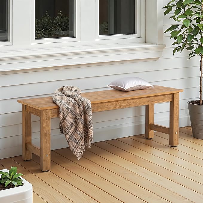 ONBRILL Outdoor Benches Weatherproof, 2-Person Poly Lumber Garden Bench - Image 2
