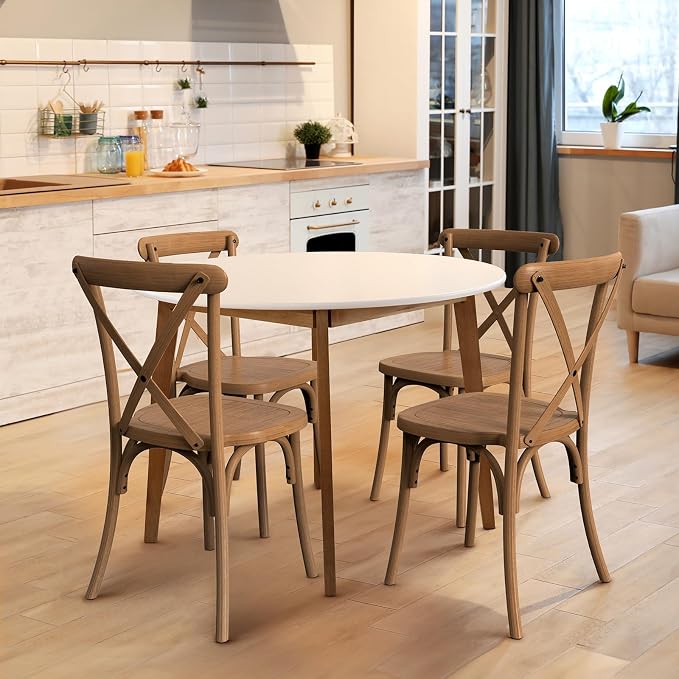 VINGLI Plastic Outdoor Dining Chairs Set of 6, Stackable Patio Farmhouse Brown - Image 4