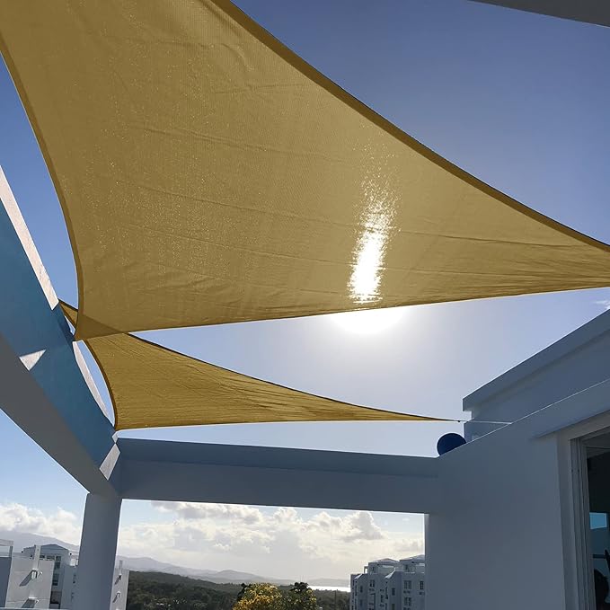 SUNNY GUARD Custom Size 10'x10'x14.1' Sand Sun Shade Sail Right Triangle UV by SUNNYGUARD