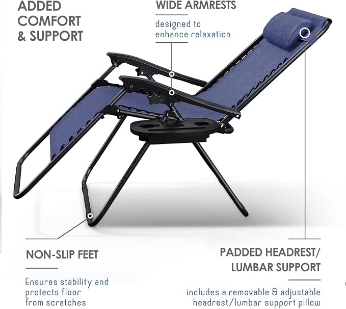 Nestl Zero Gravity Chairs Set of 4, Patio Lounge Chair Outdoor - Image 6
