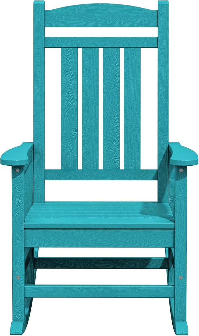 KINGYES HDPE Outdoor Rocking Chair Set of 4, All-Weather Poly Patio Rocking - Image 9