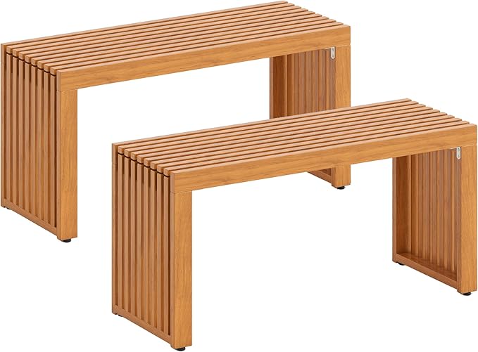 Tangkula Patio Acacia Wood Bench, 36” Outdoor All-Slat Wood Bench by TANGKULA