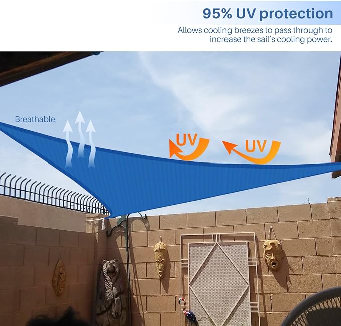 E&K Sunrise 28' x 28' x 28' Sun Shade Sail Triangle Canopy Shade Cover UV Block - Image 5