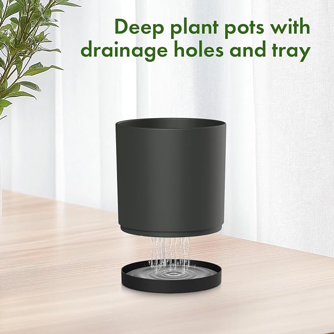 8/7/6 inch Plant Pots, 3 Set Cylinder Flower Pots - Image 4