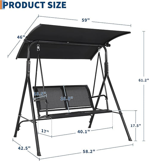 2-Seat Outdoor Patio Porch Swing - Image 2
