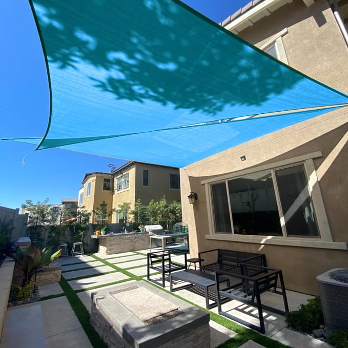 SUNLAX Sun Shade Sail 8' x 16' x 17.9' Turquoise Blue Rectangle Canopy Sail by SUNLAX