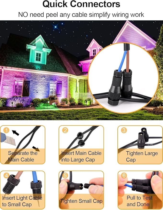ZUCKEO 12W Color Changing Landscape Lights RGB Low Voltage Landscape Lighting - Image 4