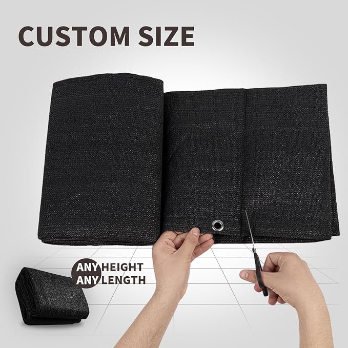 LOVE STORY Custom Size 3.3'x25' Black Balcony Privacy Screen, UV Block Privacy - Image 2