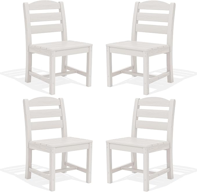 SERWALL Outdoor Dining Chairs Set of 4, All-Weather HDPE Patio Chair by SERWALL