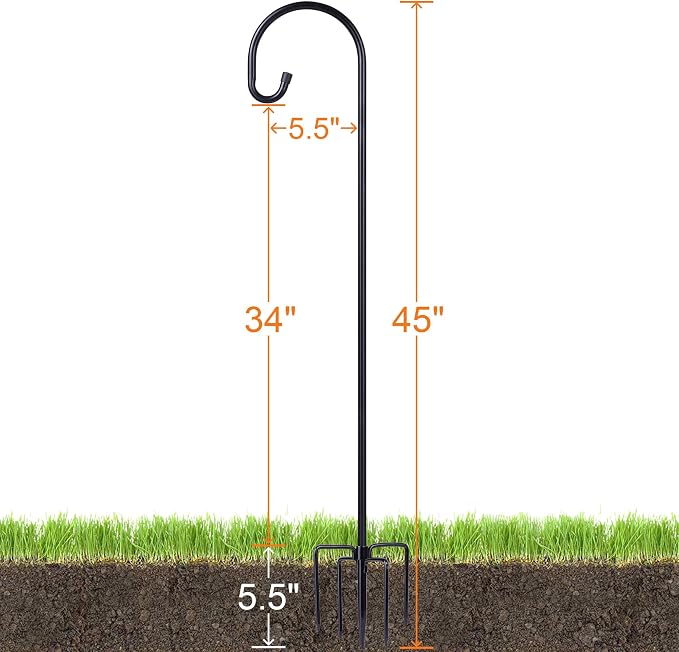 Ottsuls Bird Feeder Pole, 45 INCH Heavy Duty Shepherds Hooks - Image 5