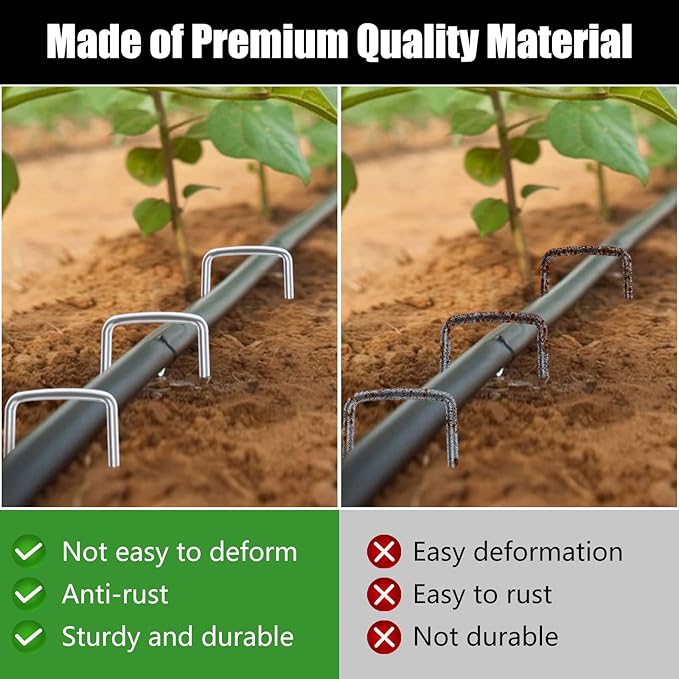 FEED GARDEN 12 Inch 50 Pack Galvanized Landscape Staples 11 Gauge Anti-Rust - Image 6