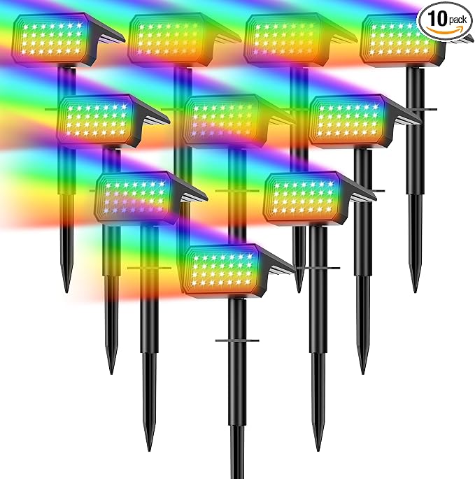 Solar Spot Lights Outdoor Color Changing, 7 Modes Auto On/Off Solar Landscape by Flaow