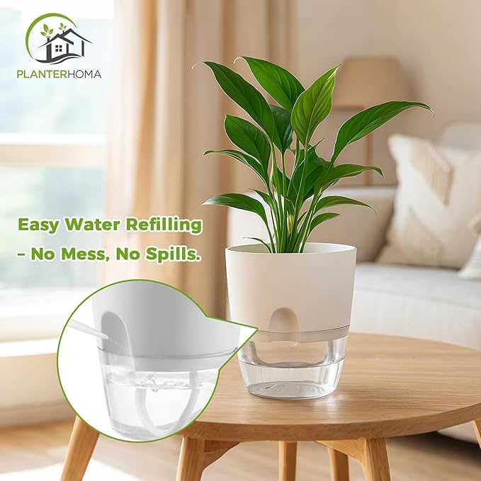 8 Pack Self Watering Pots for Indoor Plants, PlanterHoma 3.2 Inch Plant Pot - Image 7