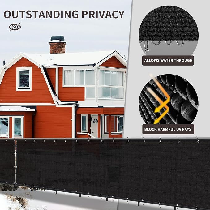 LOVE STORY Custom Size 3'x6' Black Balcony Privacy Screen, UV Block Privacy - Image 4
