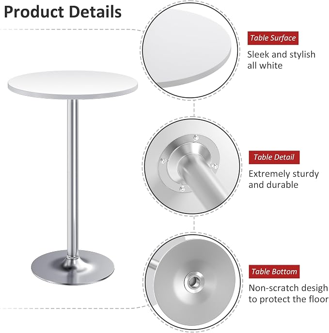 Furmax Bistro Pub Table Round Bar Height Cocktail Table - Image 3