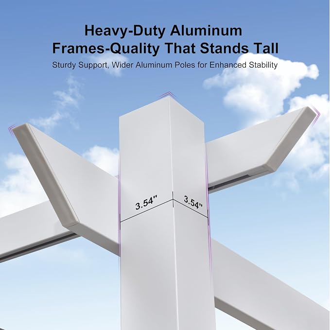 PURPLE LEAF 10' x 10' Outdoor Aluminum Pergola White Heavy-Duty Retractable - Image 6