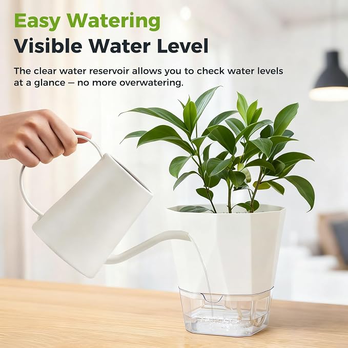 2 Pack Self Watering Pots for Indoor Plants, 8.4 Inches Self Watering Planters - Image 9