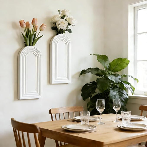 2 Pack Wooden Wall Vase Set, Boho Hanging Planter - Image 2