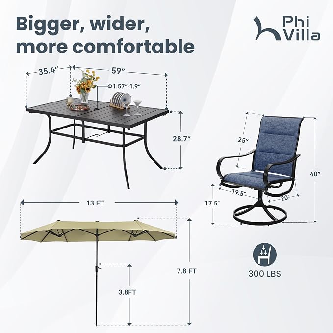 PHI VILLA 8 Piece Patio Dining Set - Image 7