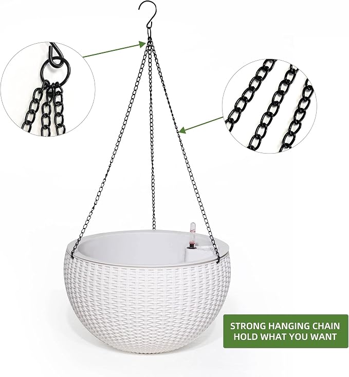 Dexceder 9 Inch Self Watering Hanging Planters Indoor Outdoor, Thickened - Image 5