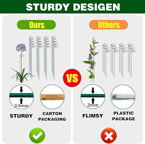 18 Inch 20 Packs Plant Support Stake Garden Single stemmed Plant Support Hoops - Image 2